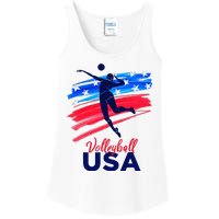 Volleyball Usa Support The Team U.S.A Flag Ladies Essential Tank