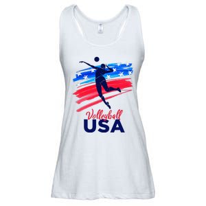 Volleyball Usa Support The Team U.S.A Flag Ladies Essential Flowy Tank