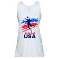 Volleyball Usa Support The Team U.S.A Flag Ladies Essential Flowy Tank