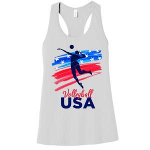 Volleyball Usa Support The Team U.S.A Flag Women's Racerback Tank