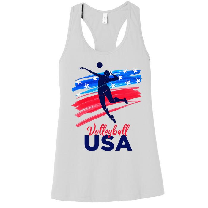 Volleyball Usa Support The Team U.S.A Flag Women's Racerback Tank