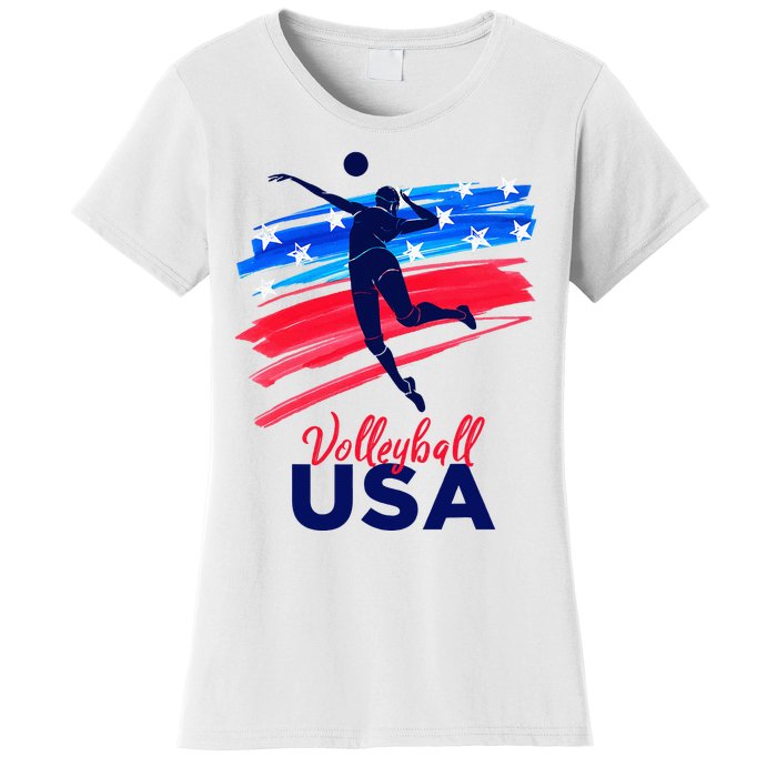 Volleyball Usa Support The Team U.S.A Flag Women's T-Shirt