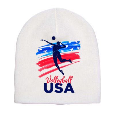 Volleyball Usa Support The Team U.S.A Flag Short Acrylic Beanie