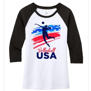 Volleyball Usa Support The Team U.S.A Flag Women's Tri-Blend 3/4-Sleeve Raglan Shirt