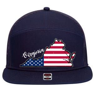 Virginia United States Map 7 Panel Mesh Trucker Snapback Hat