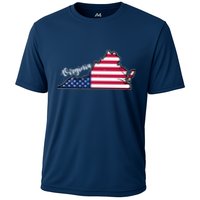 Virginia United States Map Cooling Performance Crew T-Shirt