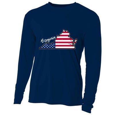 Virginia United States Map Cooling Performance Long Sleeve Crew