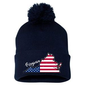 Virginia United States Map Pom Pom 12in Knit Beanie