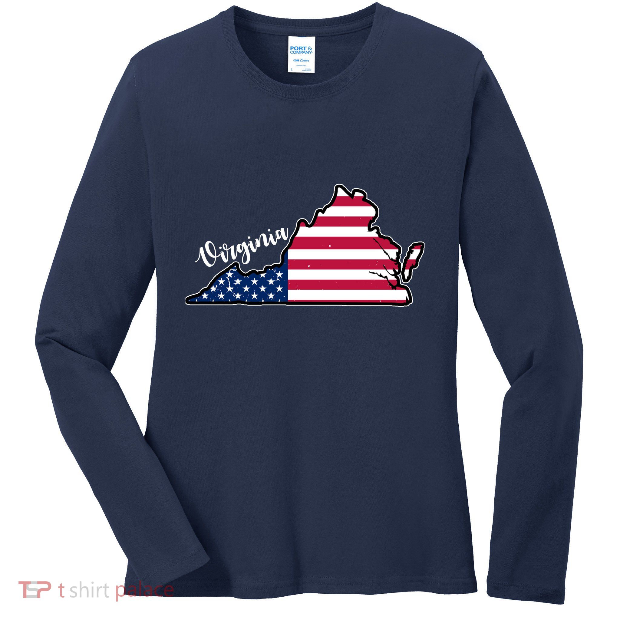 Virginia United States Map Ladies Long Sleeve Shirt