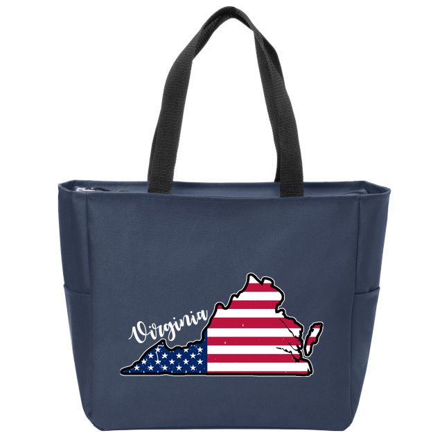 Virginia United States Map Zip Tote Bag