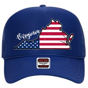 Virginia United States Map High Crown Mesh Back Trucker Hat