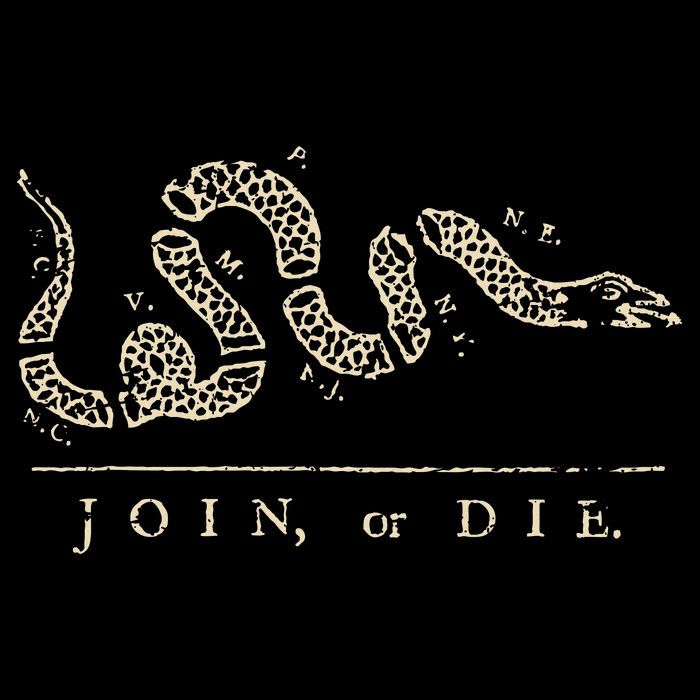Vintage United States Ben Franklin 1754 Join Or Die Snake Doggie Tank