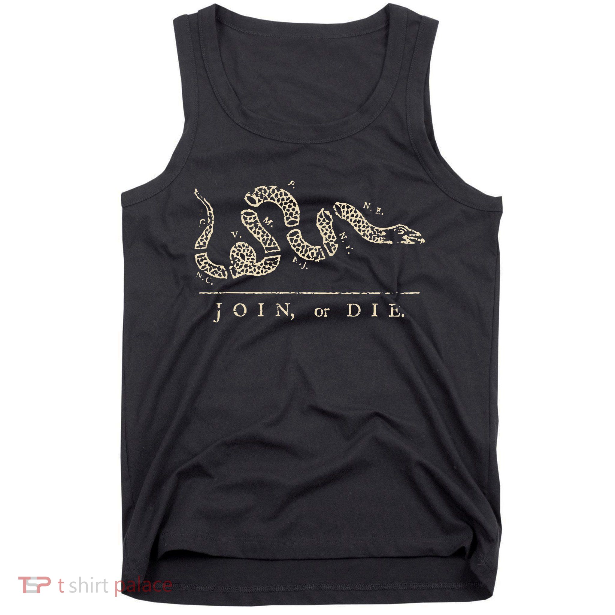 Vintage United States Ben Franklin 1754 Join Or Die Snake Tank Top