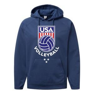 Volleyball USA Support The Team USA Flag Beach T Performance Fleece Hoodie