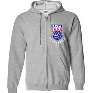 Volleyball USA Support The Team USA Flag Beach T Full Zip Hoodie