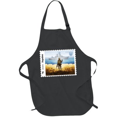 Vintage Ukraine Stamp Russian Warship Go F Yourself Ukrainian Flag Pride Apron
