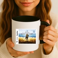 Vintage Ukraine Stamp Russian Warship Go F Yourself Ukrainian Flag Pride Mug