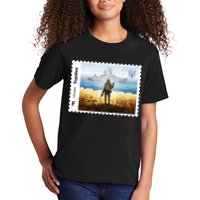 Vintage Ukraine Stamp Russian Warship Go F Yourself Ukrainian Flag Pride Kids T-Shirt