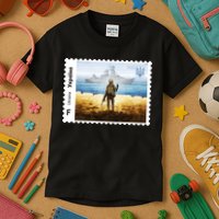 Vintage Ukraine Stamp Russian Warship Go F Yourself Ukrainian Flag Pride Kids T-Shirt