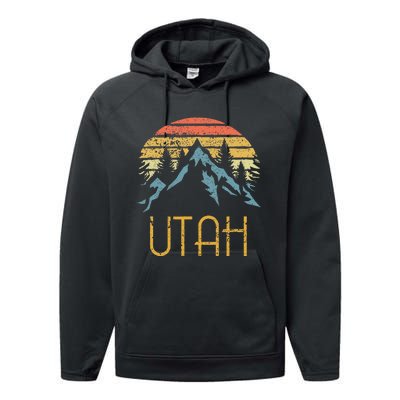 Vintage UT Utah Mountains Outdoor Adventure Performance Fleece Hoodie