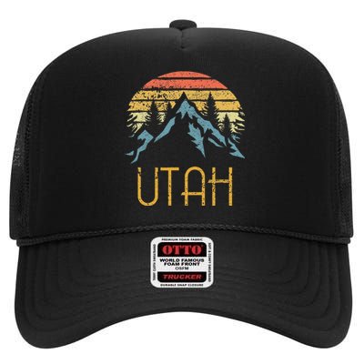 Vintage UT Utah Mountains Outdoor Adventure High Crown Mesh Back Trucker Hat