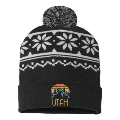 Vintage UT Utah Mountains Outdoor Adventure USA-Made Snowflake Beanie