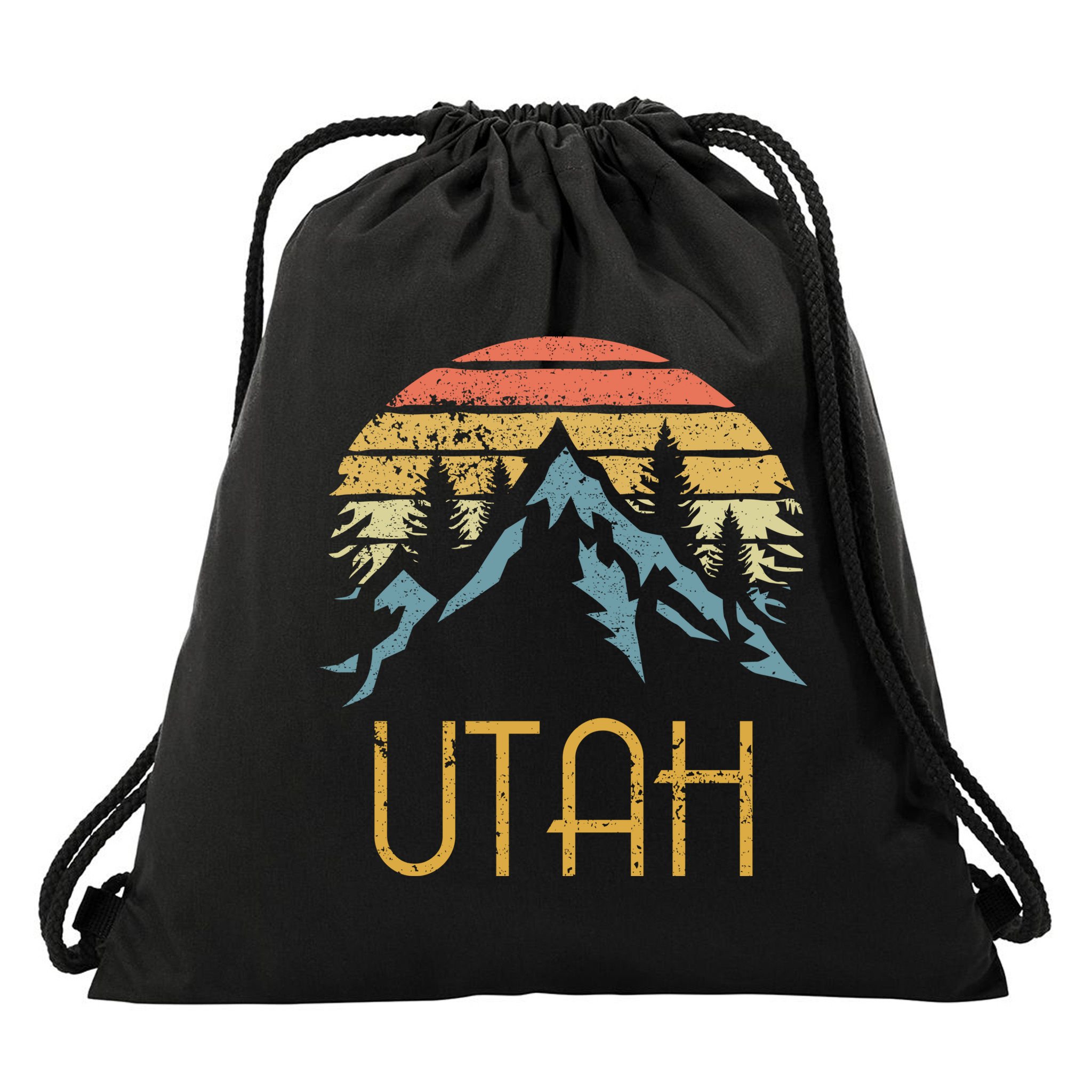 Vintage Ut Utah Mountains Outdoor Adventure Gift Drawstring Bag