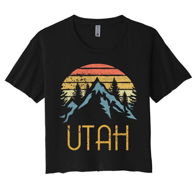 Vintage Ut Utah Mountains Outdoor Adventure Gift Women's Crop Top Tee