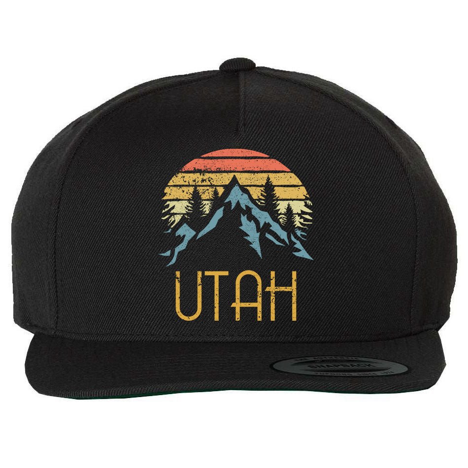 Vintage Ut Utah Mountains Outdoor Adventure Gift Wool Snapback Cap