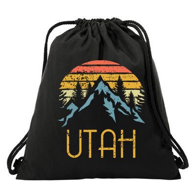Vintage Ut Utah Mountains Outdoor Adventure Drawstring Bag