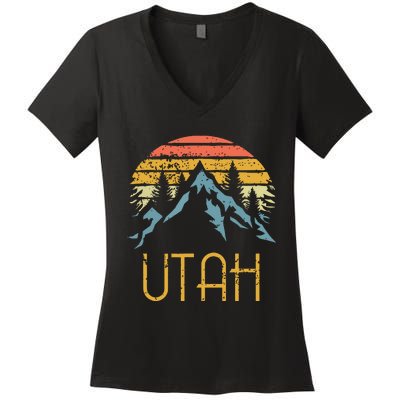 Vintage Ut Utah Mountains Outdoor Adventure Women's V-Neck T-Shirt