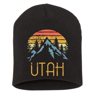 Vintage Ut Utah Mountains Outdoor Adventure Short Acrylic Beanie
