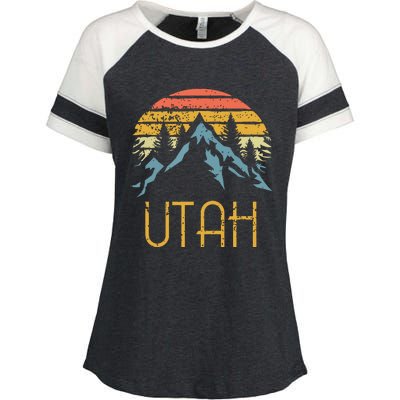 Vintage Ut Utah Mountains Outdoor Adventure Enza Ladies Jersey Colorblock Tee