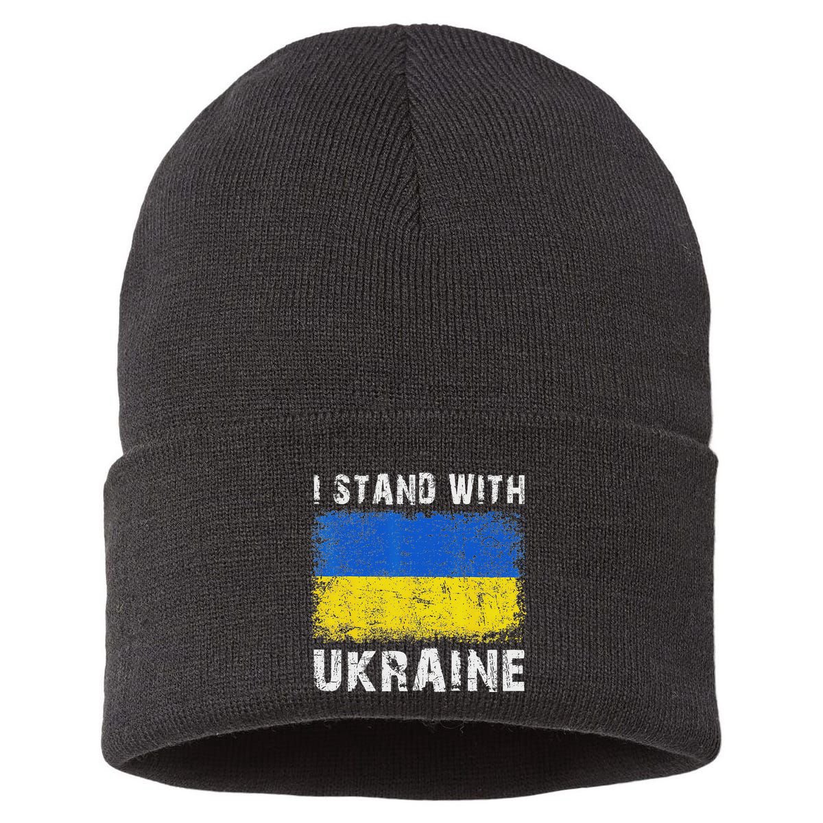 Vintage Ukraine Ukrainian Flag Pride Gifts Sustainable Knit Beanie