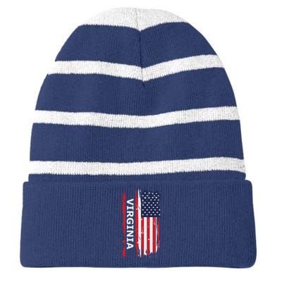 Virginia Usa Striped Beanie with Solid Band