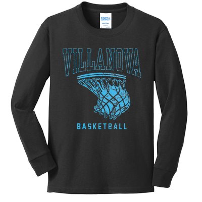 Villanova University Wildcats Basketball Hoop Kids Long Sleeve Shirt