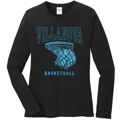 Villanova University Wildcats Basketball Hoop Ladies Long Sleeve Shirt