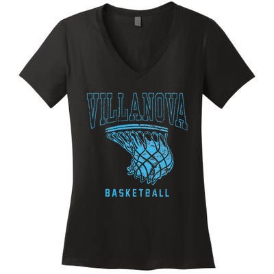 Villanova University Wildcats Basketball Hoop Women's V-Neck T-Shirt