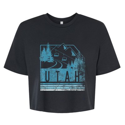 Vintage Utah Winter Snow Mountains Ski Lift Ut Bella+Canvas Jersey Crop Tee