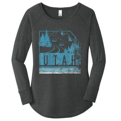 Vintage Utah Winter Snow Mountains Ski Lift Ut Women's Perfect Tri Tunic Long Sleeve Shirt