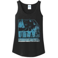 Vintage Utah Winter Snow Mountains Ski Lift Ut Ladies Essential Tank