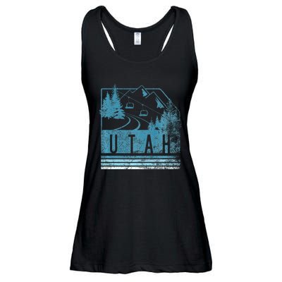 Vintage Utah Winter Snow Mountains Ski Lift Ut Ladies Essential Flowy Tank