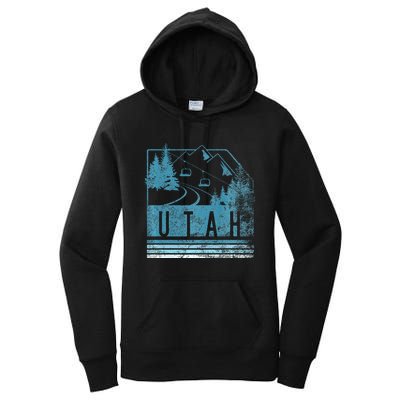 Vintage Utah Winter Snow Mountains Ski Lift Ut Women's Pullover Hoodie