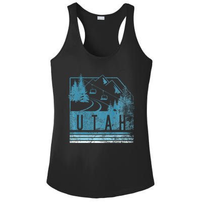 Vintage Utah Winter Snow Mountains Ski Lift Ut Ladies PosiCharge Competitor Racerback Tank