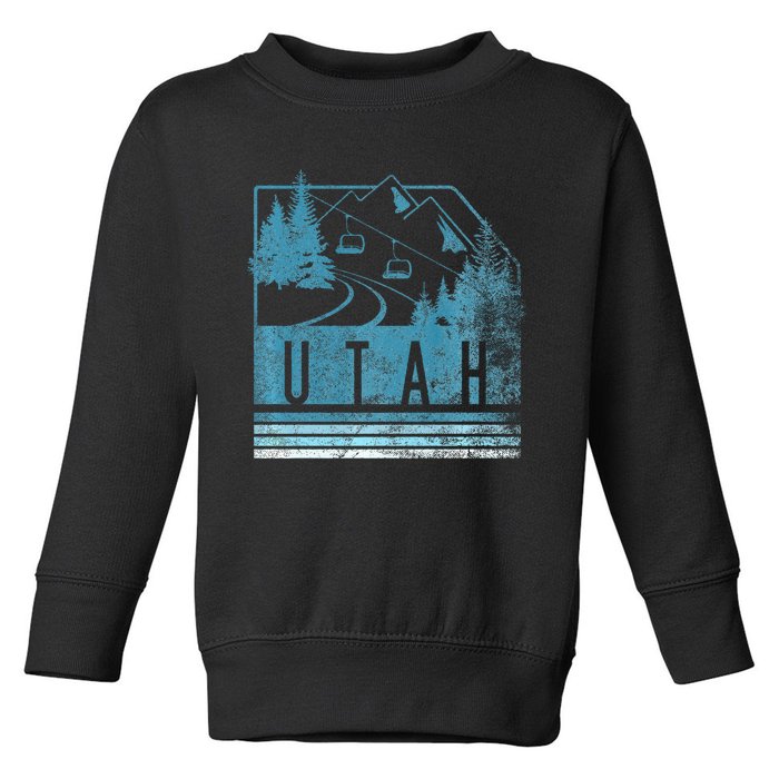 Vintage Utah Winter Snow Mountains Ski Lift Ut Toddler Sweatshirt