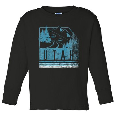 Vintage Utah Winter Snow Mountains Ski Lift Ut Toddler Long Sleeve Shirt