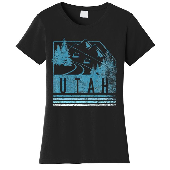 Vintage Utah Winter Snow Mountains Ski Lift Ut Women's T-Shirt