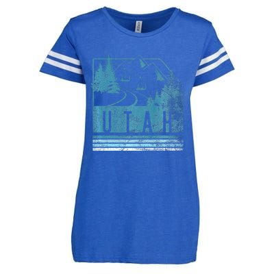 Vintage Utah Winter Snow Mountains Ski Lift Ut Enza Ladies Jersey Football T-Shirt