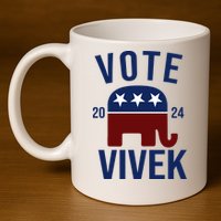Vote Vivek 2024 Republican Election 11oz C Handle Ceramic Mug