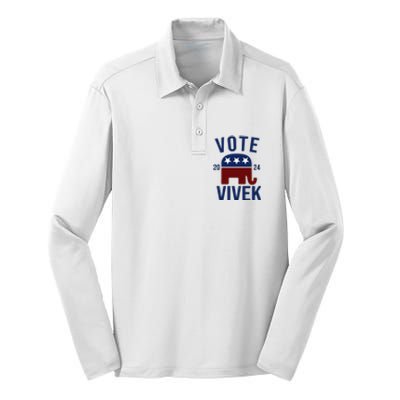 Vote Vivek 2024 Republican Election Silk Touch Performance Long Sleeve Polo